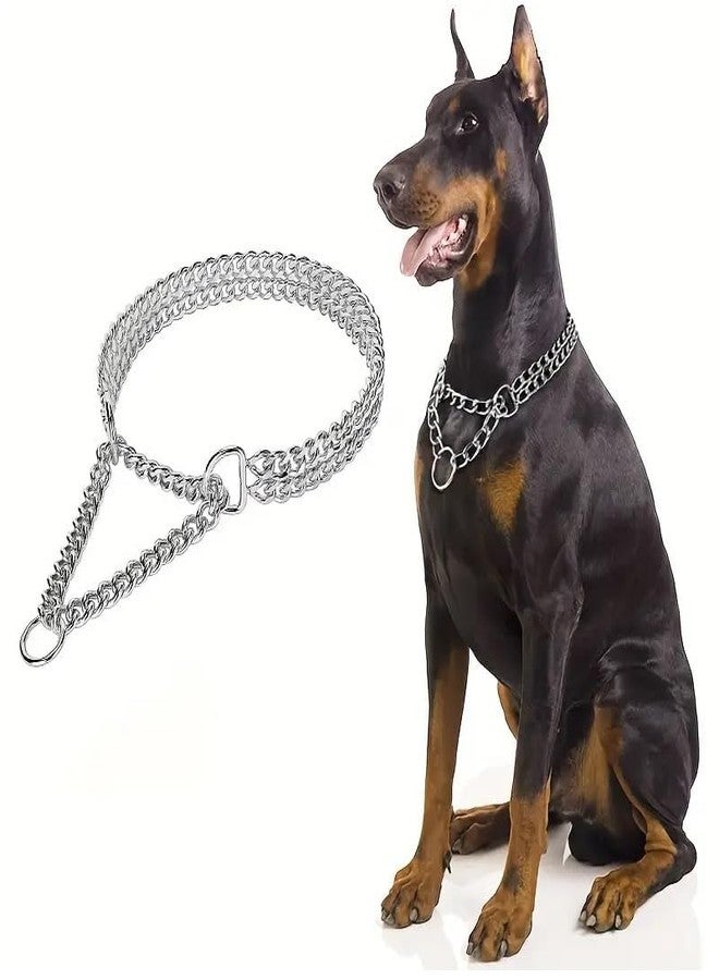 RoverPets Adjustable Stainless Steel Dog Collar for Walking - Heavy Duty Double Row Cuban Link Chain, Chew-Proof Metal Collar for Large, Medium & Small Dogs, Strong & Stylish Pet - Image 1